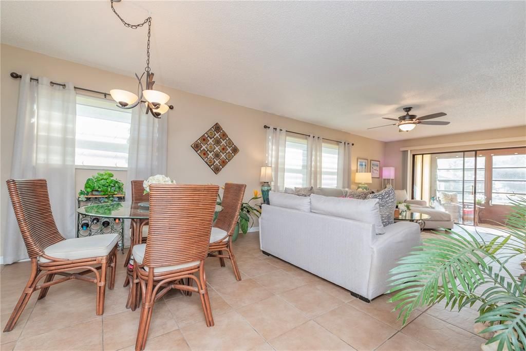 Dining room and living room.