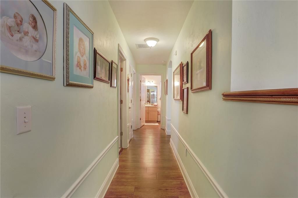 Wide hallway to the two guest bedrooms