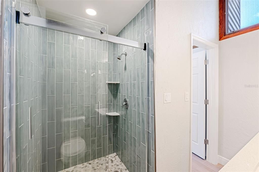 Upstairs fully remodeled master bathroom shower