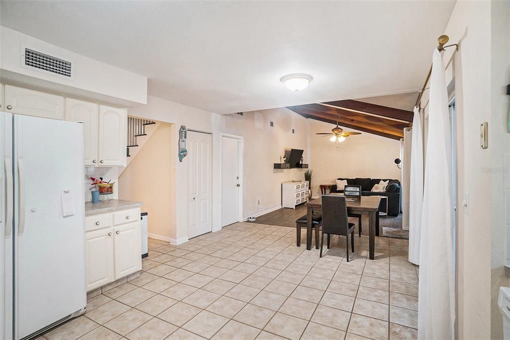 View of great room standing at kitchen sink