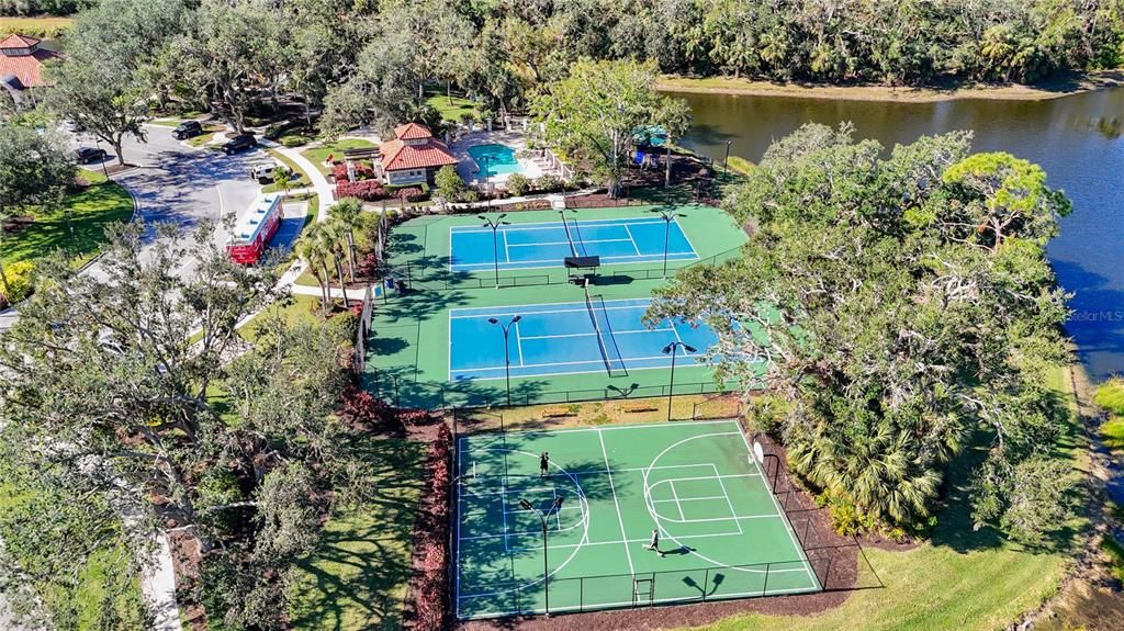 Pickleball, tennis and basketball courts.