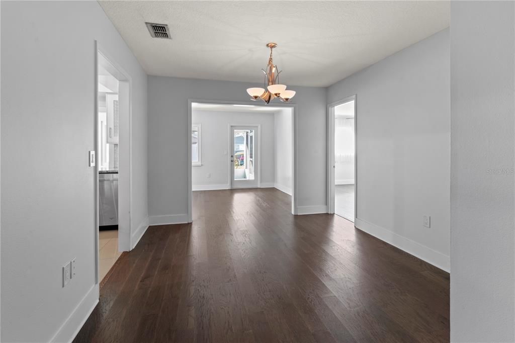 View from Florida room through Dining Room to entry hall.