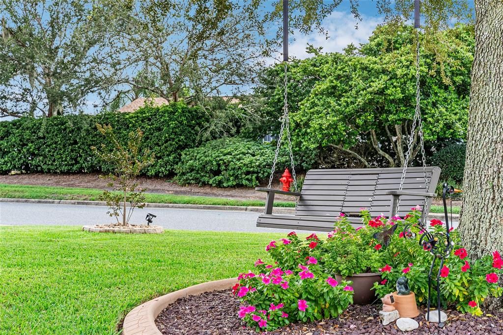 Charming WOODEN SWING in front yard