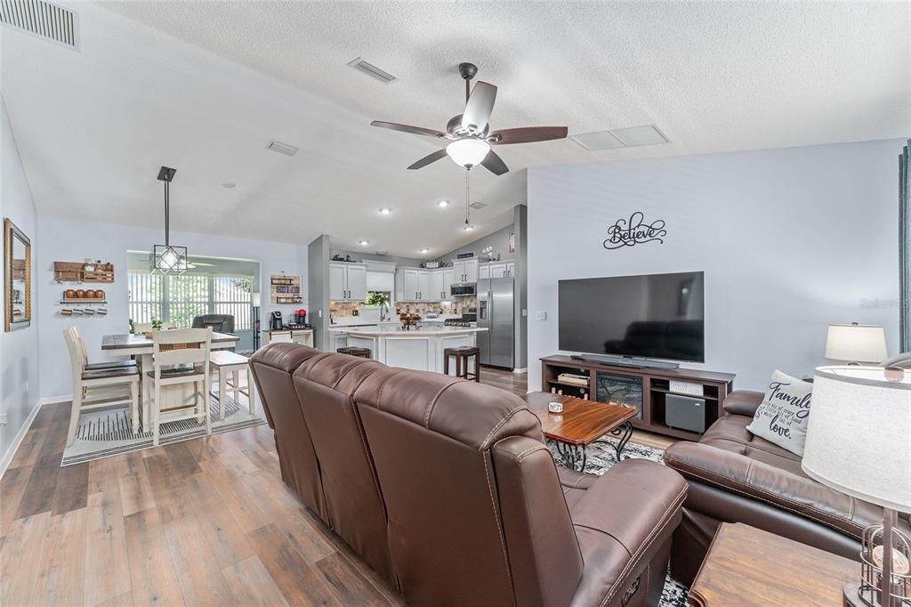 View from FOYER - Spacious main LA w/ CATHEDRAL CEILINGS