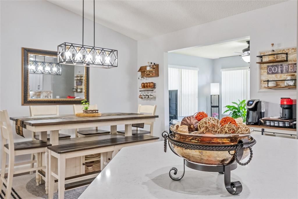 KITCHEN ISLAND (front), DINING ROOM (L center), & FLORIDA ROOM (R back)