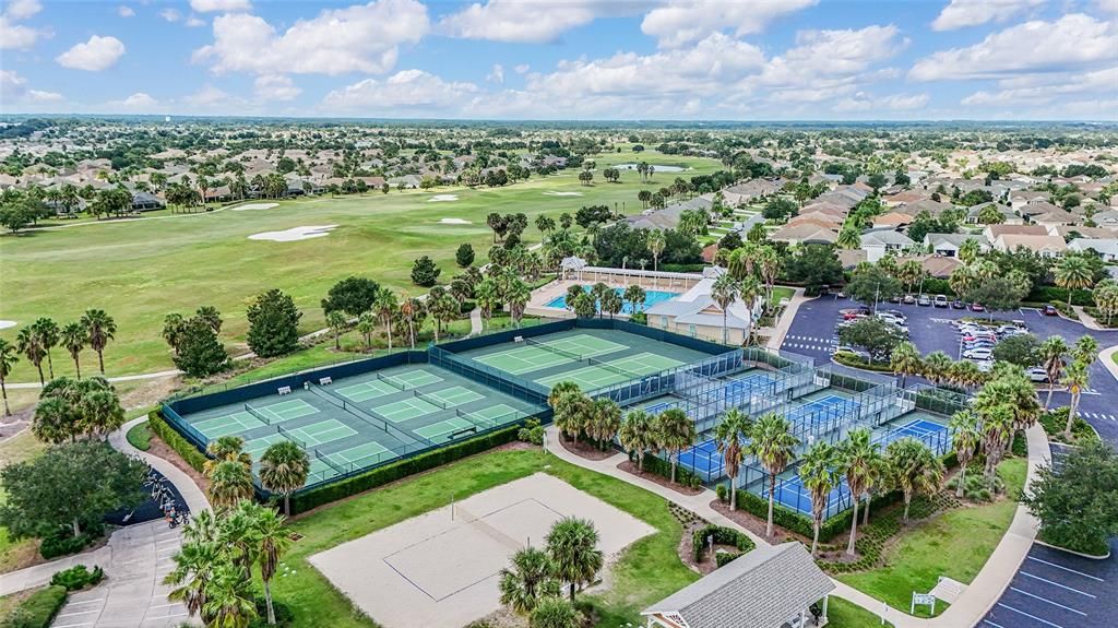 AERIAL of Seabreeze Rec Center - Illustrating a close up of just some of the excellent amenity offerings