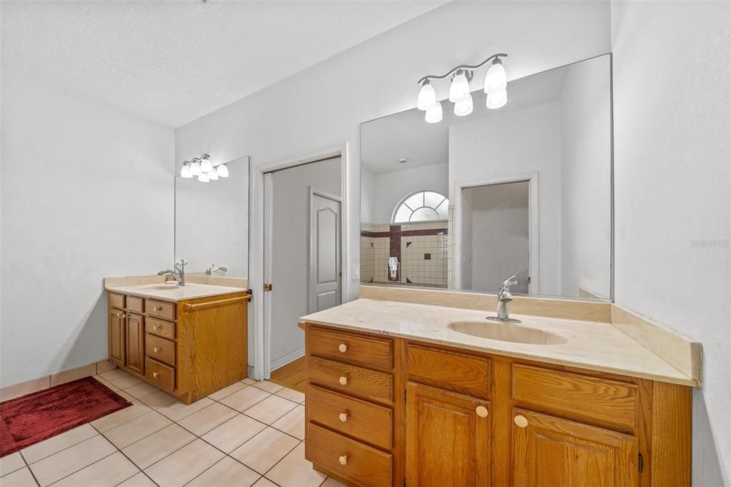 Master bath with dual sinks