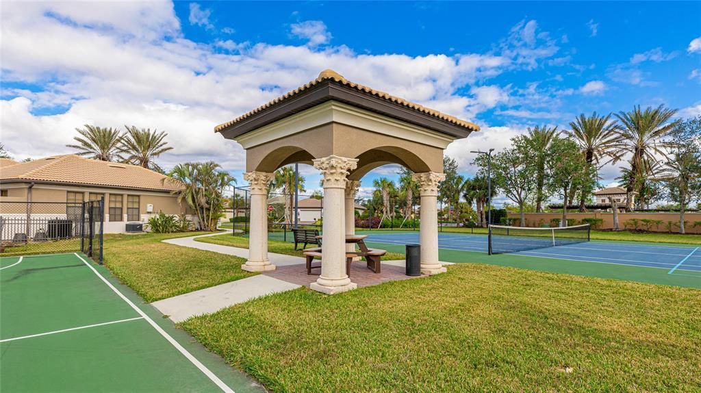 Coverer Pavilions for those waiting to play on the courts or being a spectator!