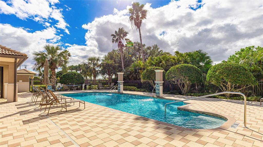 Heated Pool with 2 Waterfall features. Outdoor Shower for rinsing off before and after pool-time.