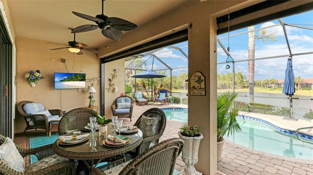 Large Lanai plumbed for a outdoor kitchen with Natural Gas, Electric and Water.