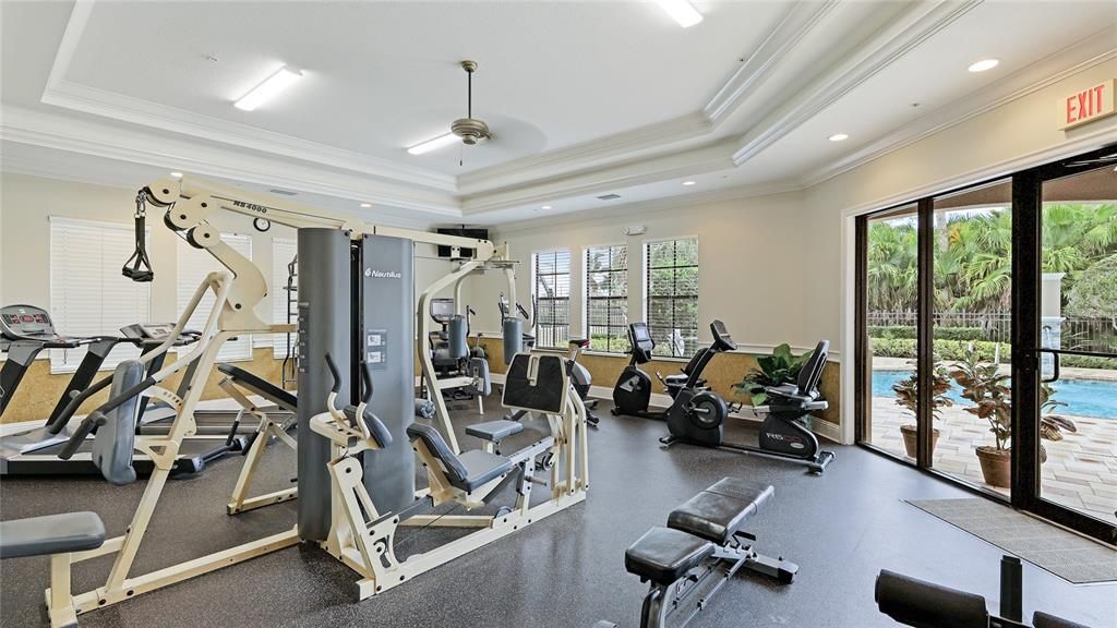 Fitness Center excellent Free weights, Cardio equipment, work benches and Therapy Balls.