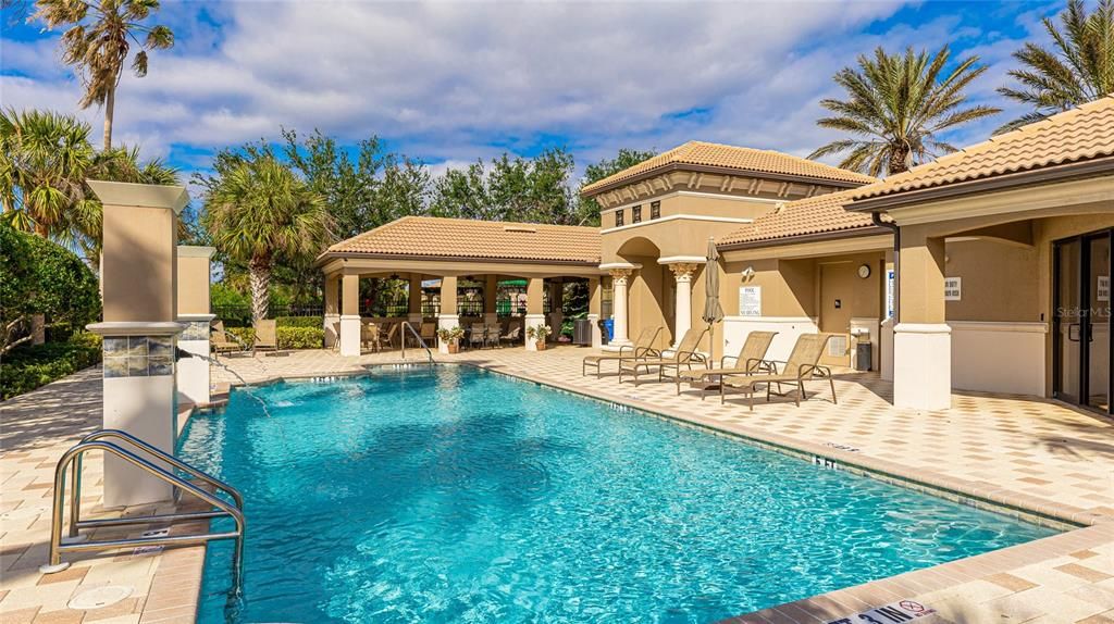 Heated Pool with 2 Waterfall features. Outdoor Shower for rinsing off before and after pool-time.