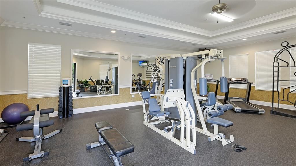 Fitness Center excellent Free weights, Cardio equipment, work benches and Therapy Balls.