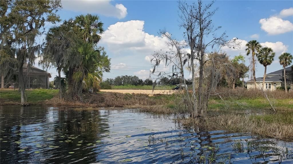 view from lake looking at lot.