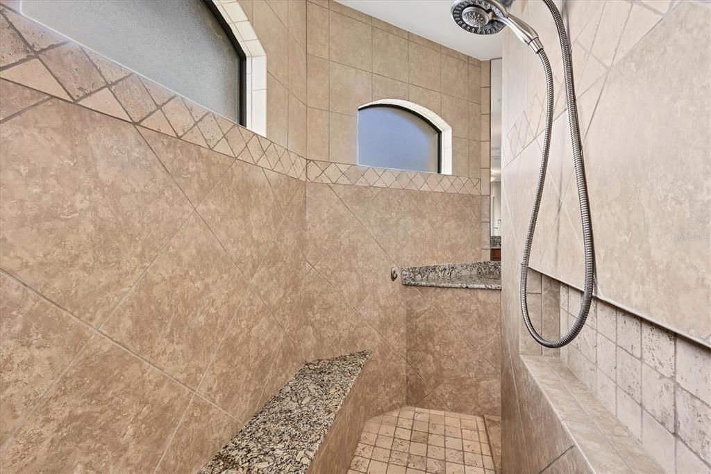 Walk through Shower with Bench