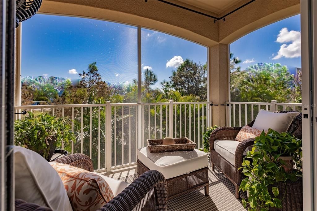 Screened covered balcony