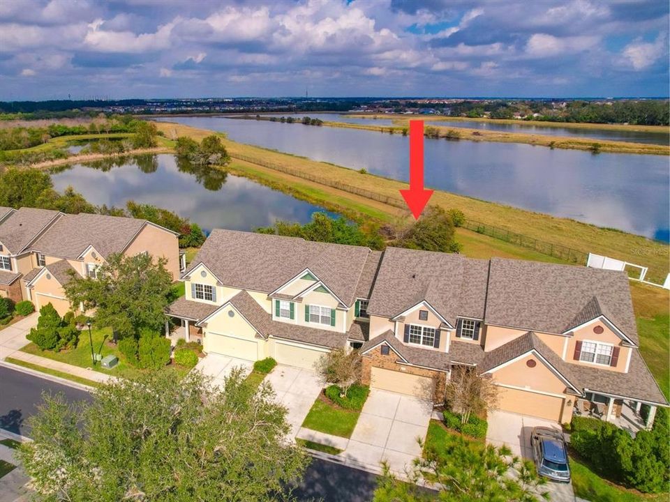 Aerial view of townhome showing NO BACKYARD Neighbors.