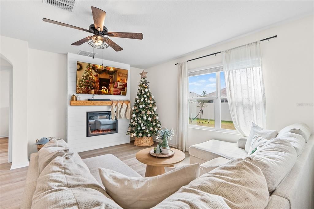 Fireplace & Fan in Great Room