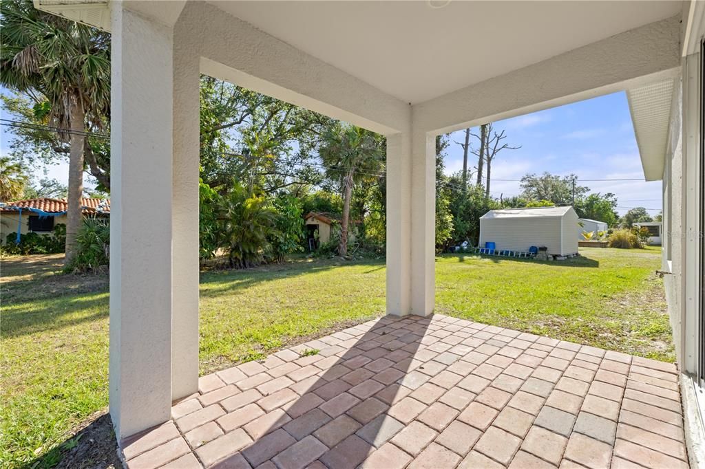 Paved back patio