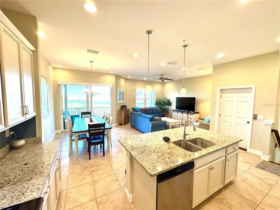 Enjoy the wide water views from the kitchen, dining room and living room!