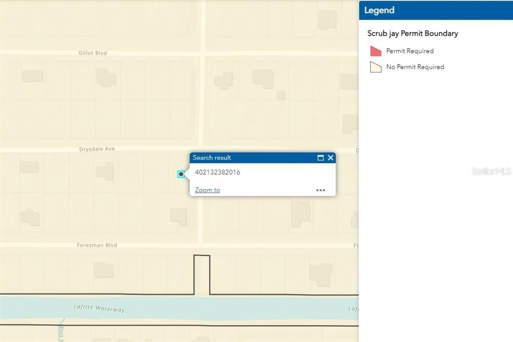 Scrub Jay Map showing property NOT in scrub jay habitat.