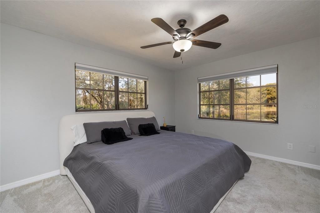 Guest bedroom with gorgeous pond views