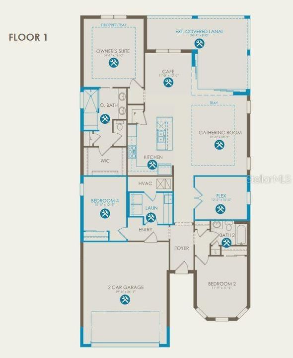 Floor plan with structural options selected