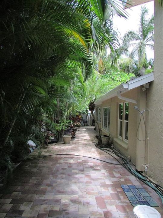 West side of house /outdoor shower / sitting or parking area.