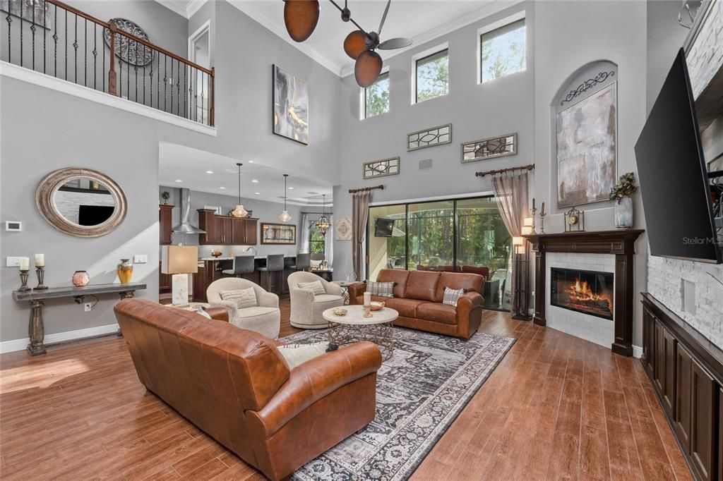 Fireplace in family room! Sound proof wall!