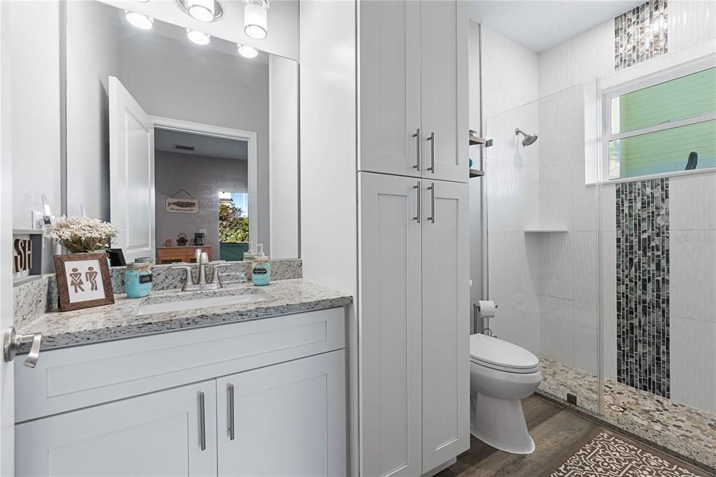 Beautiful Upscale Bathroom with Plenty of Closet Space.