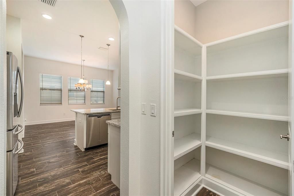 Great Pantry with wood shelves