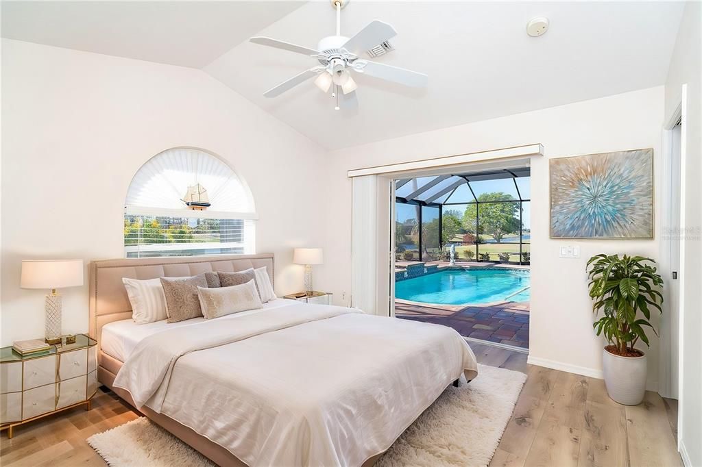 Guest Bedroom 1 - Pool View - Virtually Staged