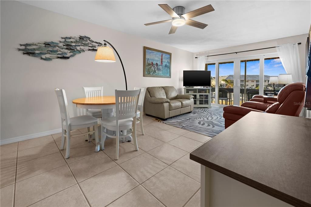 Living room overlooking the canal and Charlotte Harbor