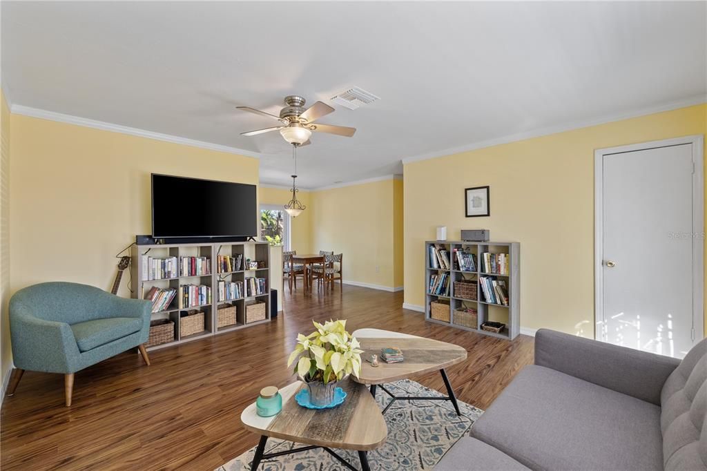 Main living area featuring a freshly painted interior.