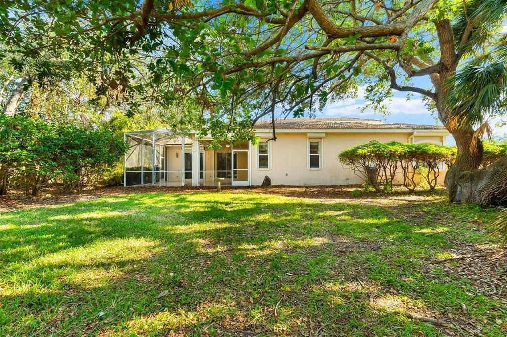 Tropical oasis surrounds screened lanai