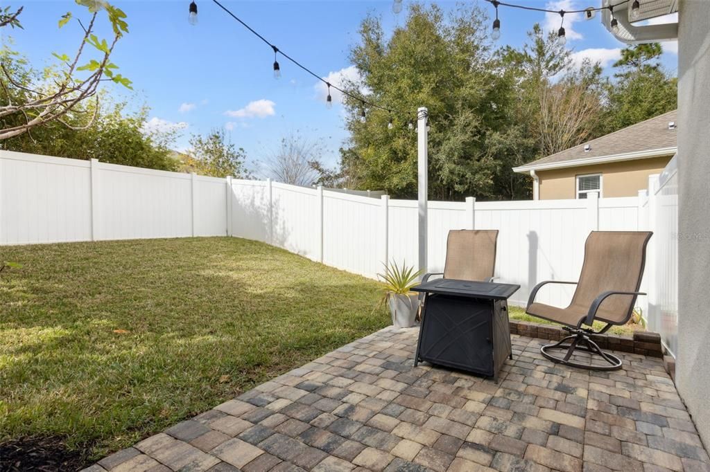 Paver patio and fenced back yard