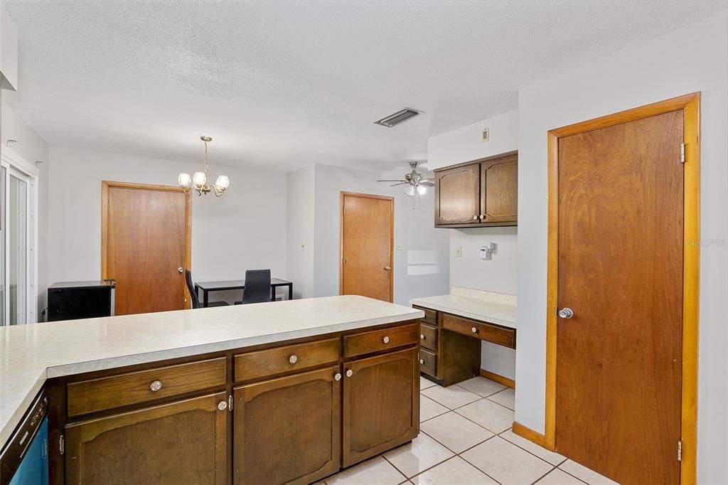 Kitchen with built in desk