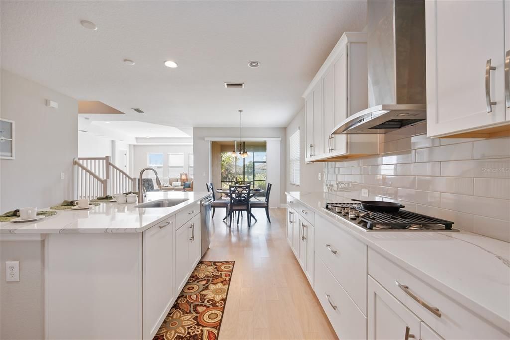 Dining area by the kitchen, easy to entertain