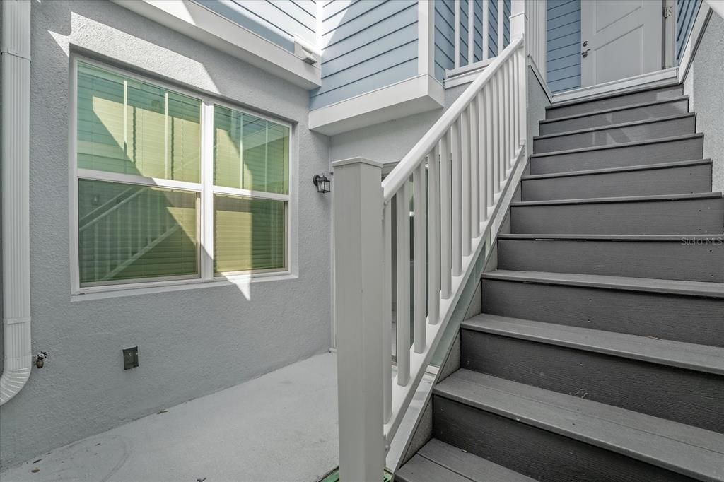 Courtyard and entrance to Garage Apartment