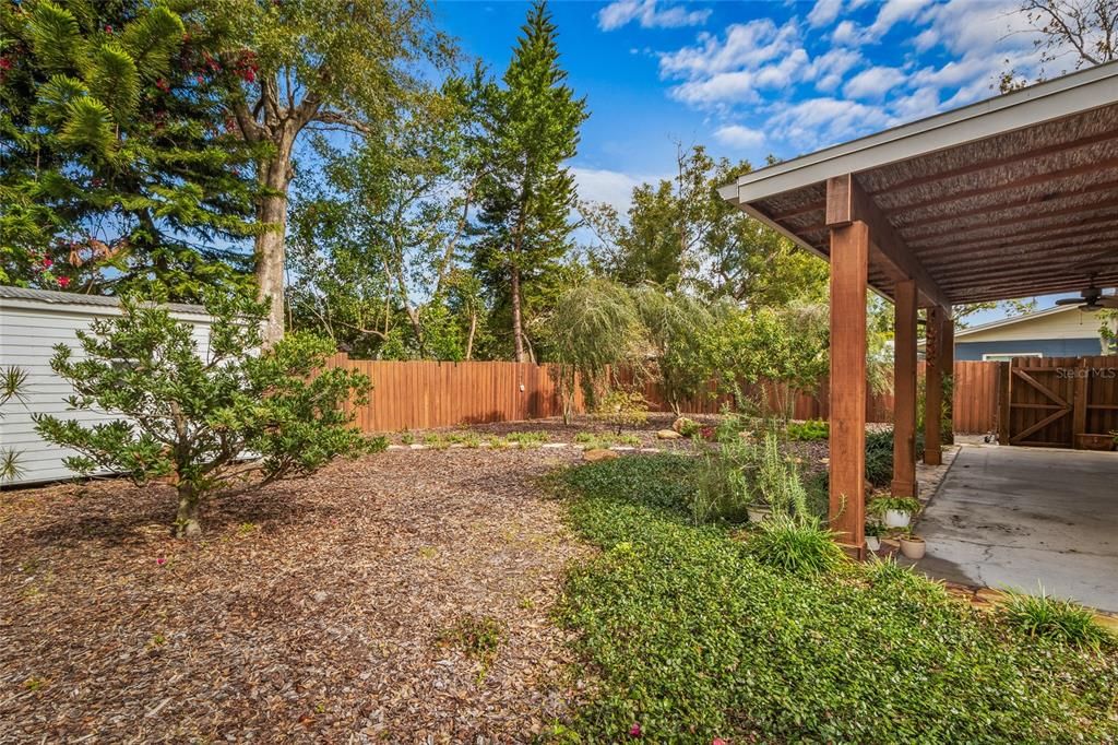 Backyard- Fenced with storage unit