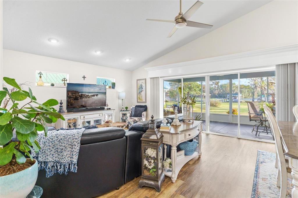 Family Room with Sliding Doors to Porch