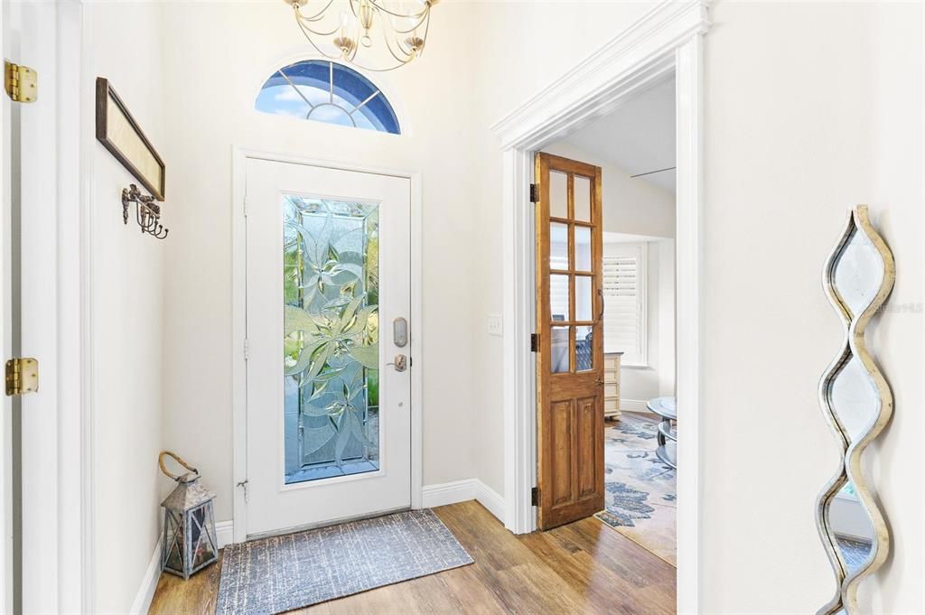 Foyer with Beveled Glass Door