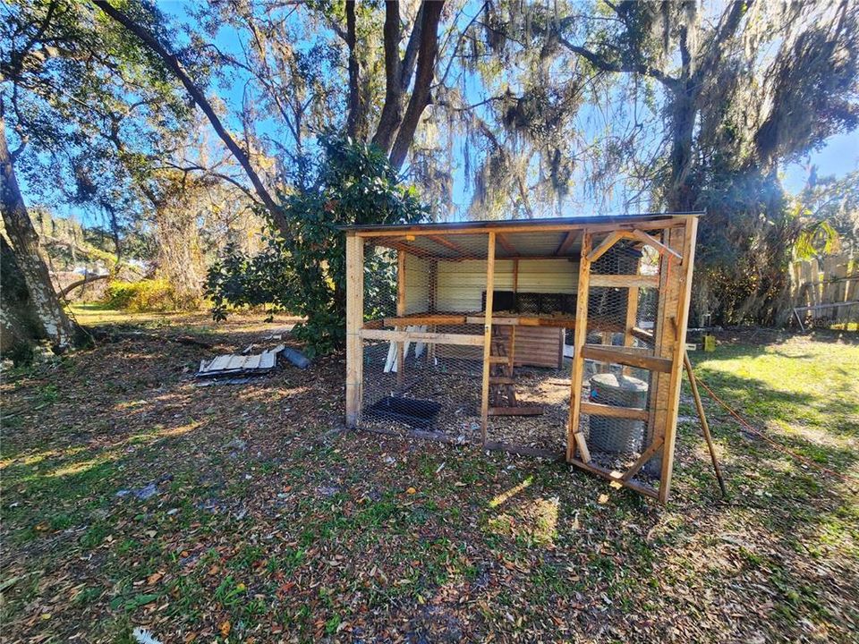 Chicken Coop. Chickens can be incuded