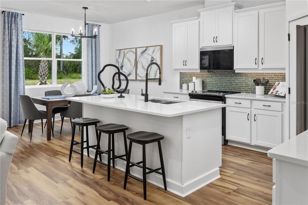 Kitchen with Island with eat in kitchen