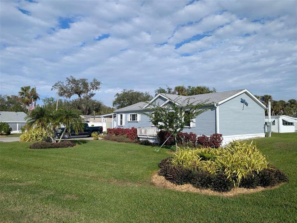 Front of house with beautiful landscaping