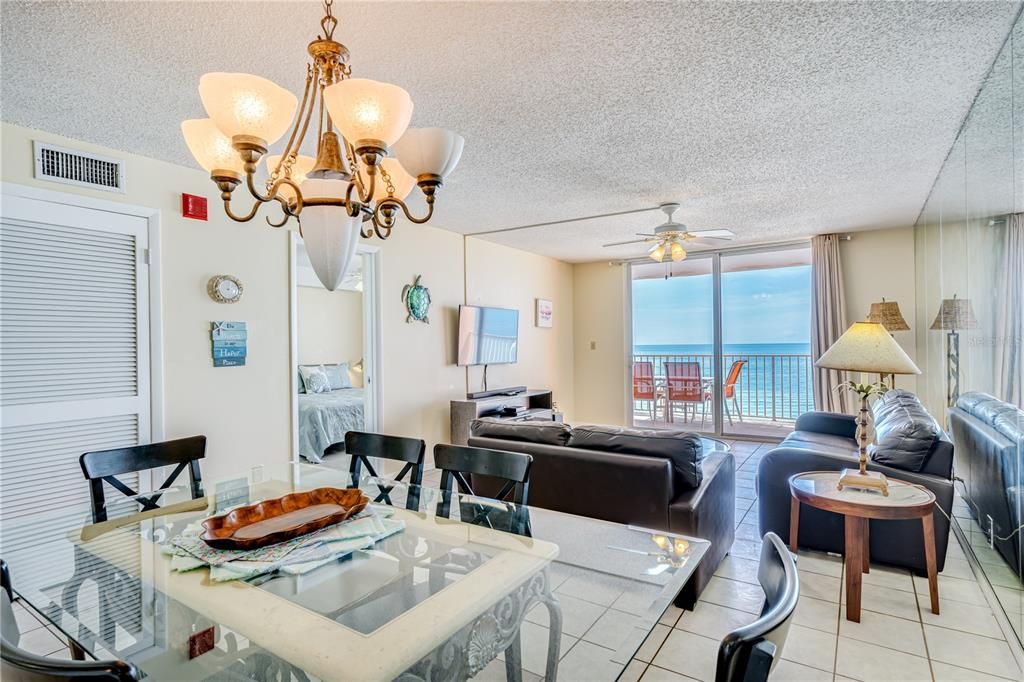 dining area overlooking living area