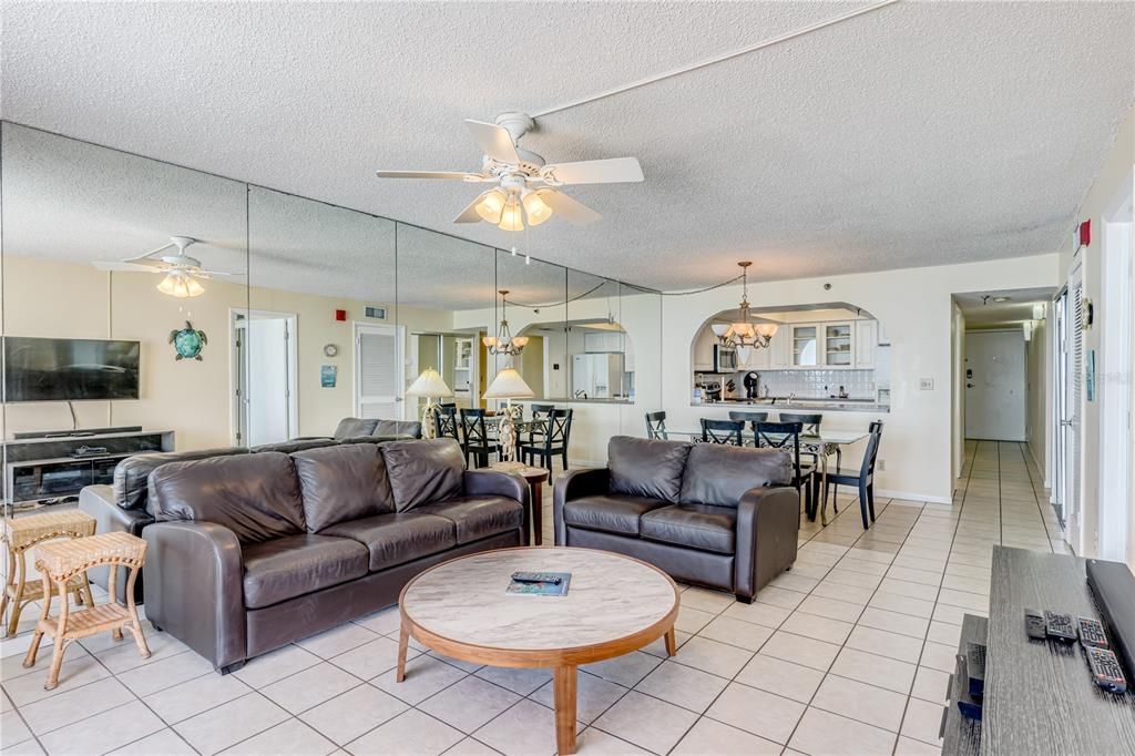 living area with view to Gulf and balcony