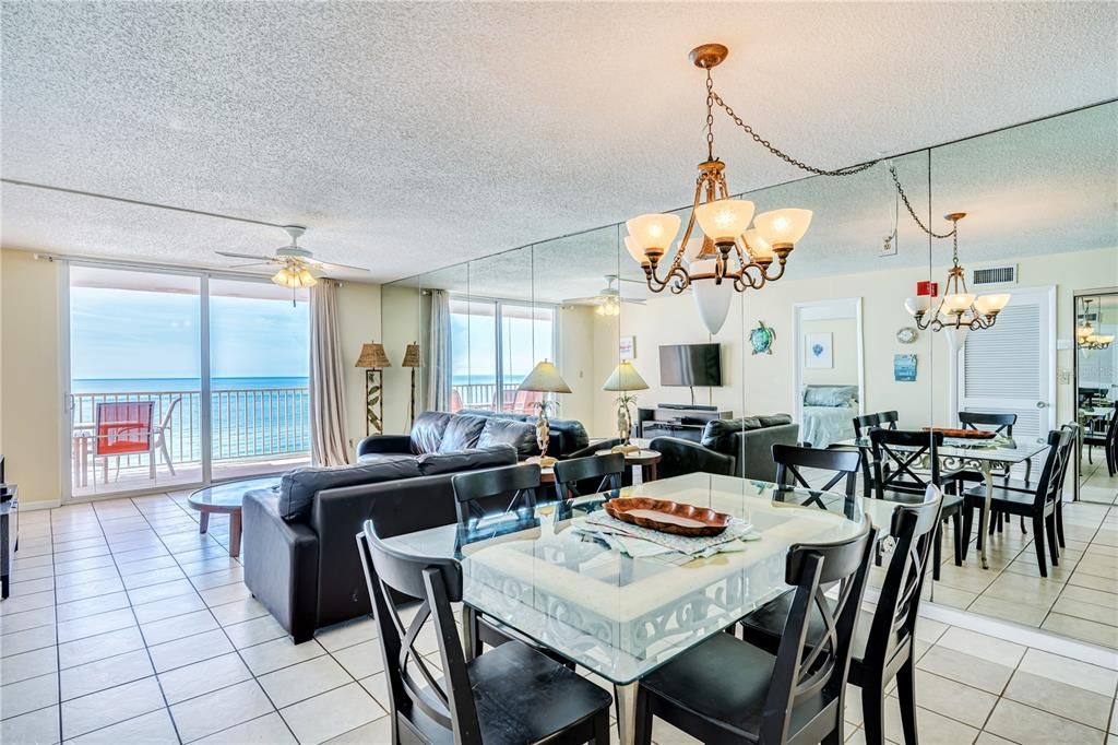 dining area overlooking living area