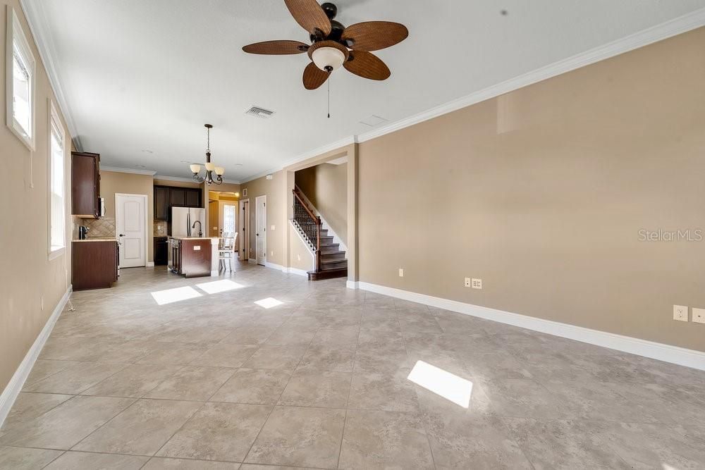 Living dining area to kitchen and upstairs