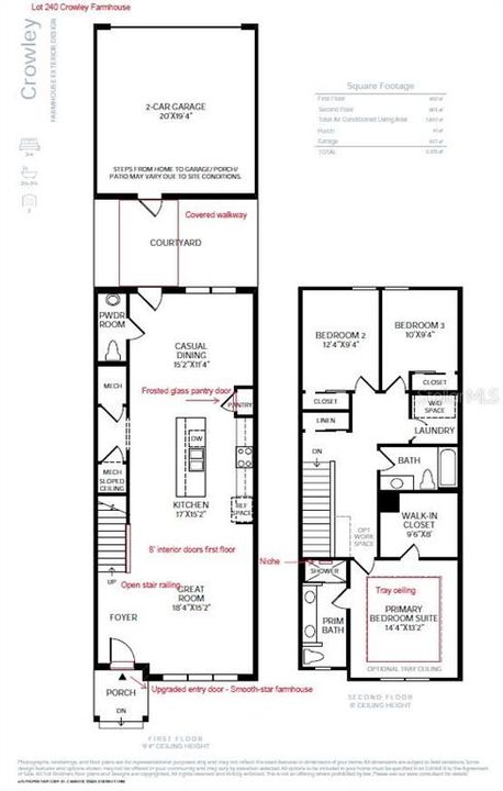 Main and second floor layout with upgrades